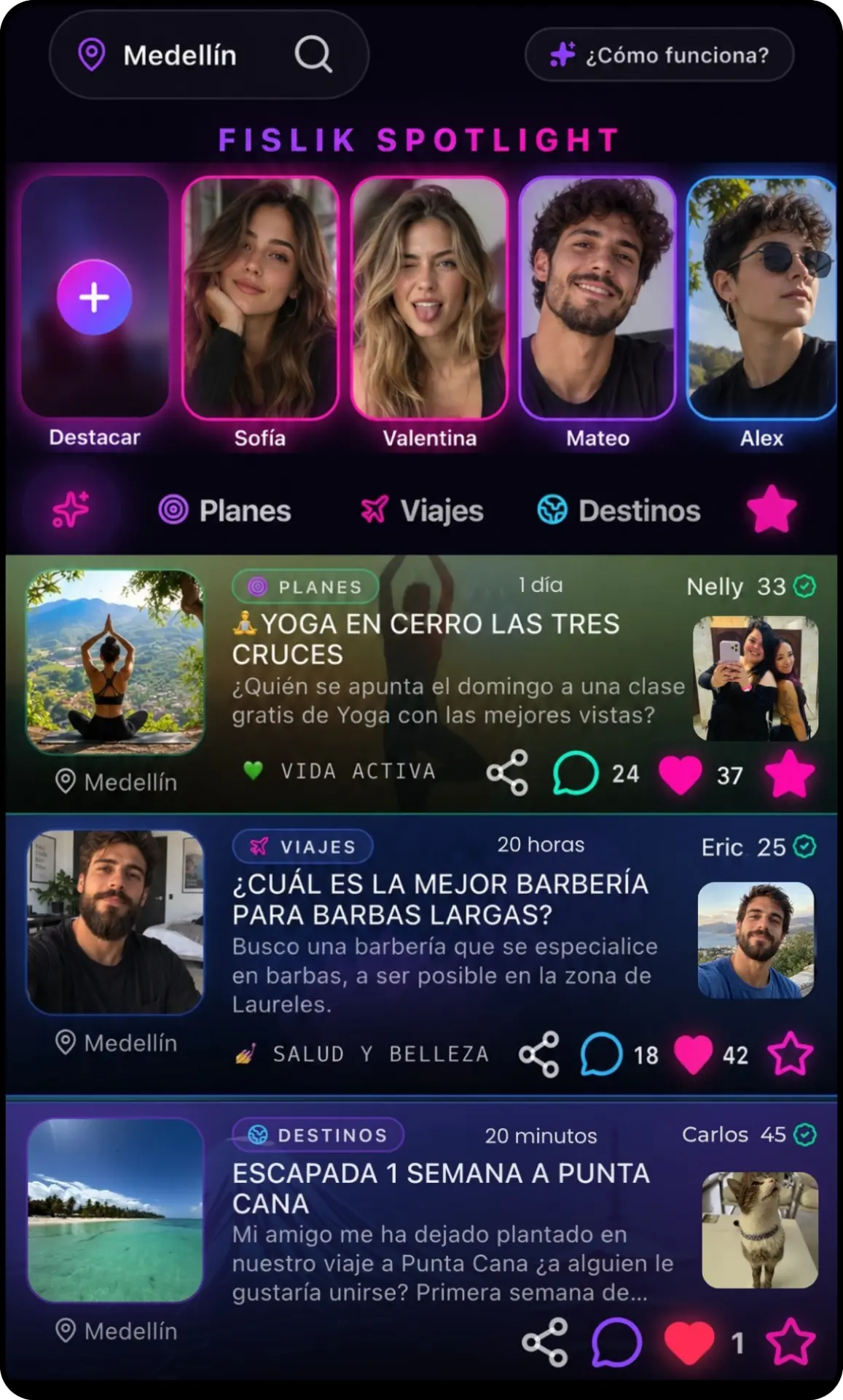 Captura de Spotlight con publicaciones y momentos destacados de tu ciudad y del mundo.